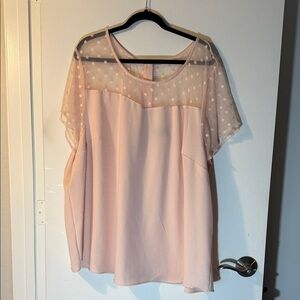 Torrid Light Peach Sheer Polka Dot Blouse